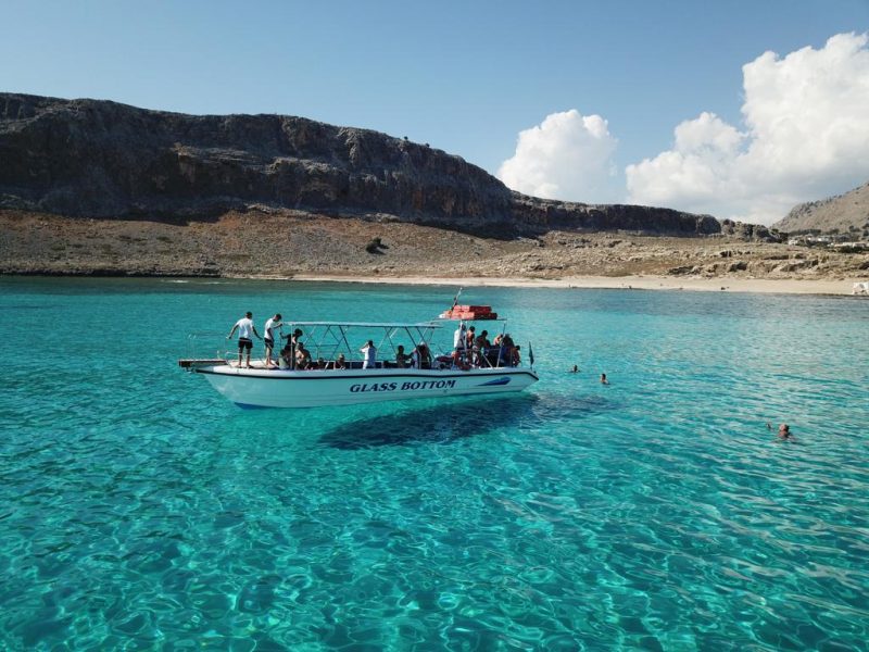 Glass bottom boat trip Rhodos Kiotari to Lindos